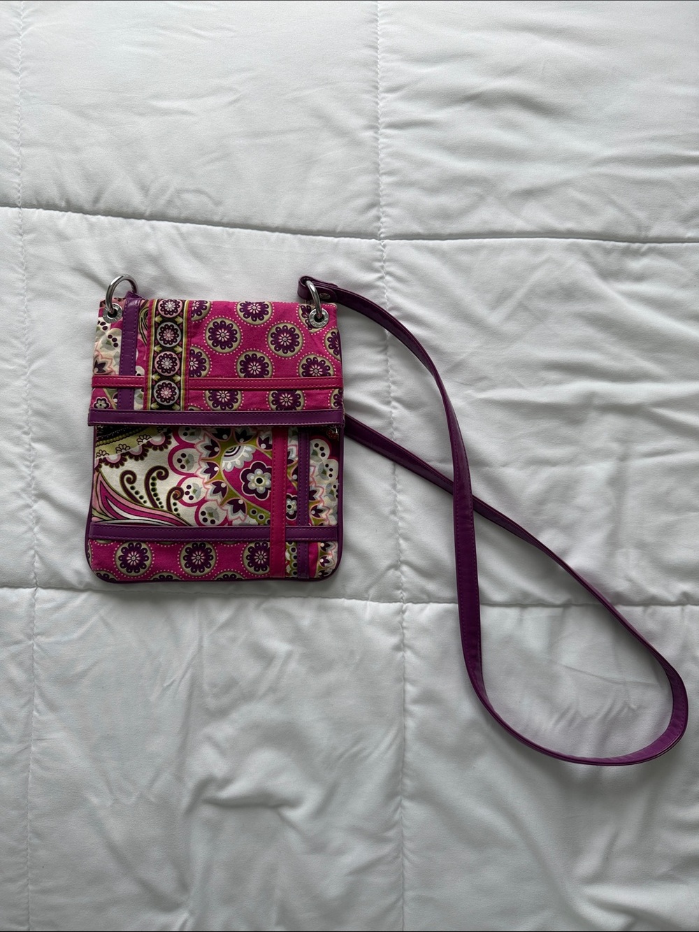 Vera Bradley Retired Mod Floral Pink Flap Hipster Crossbody Bag